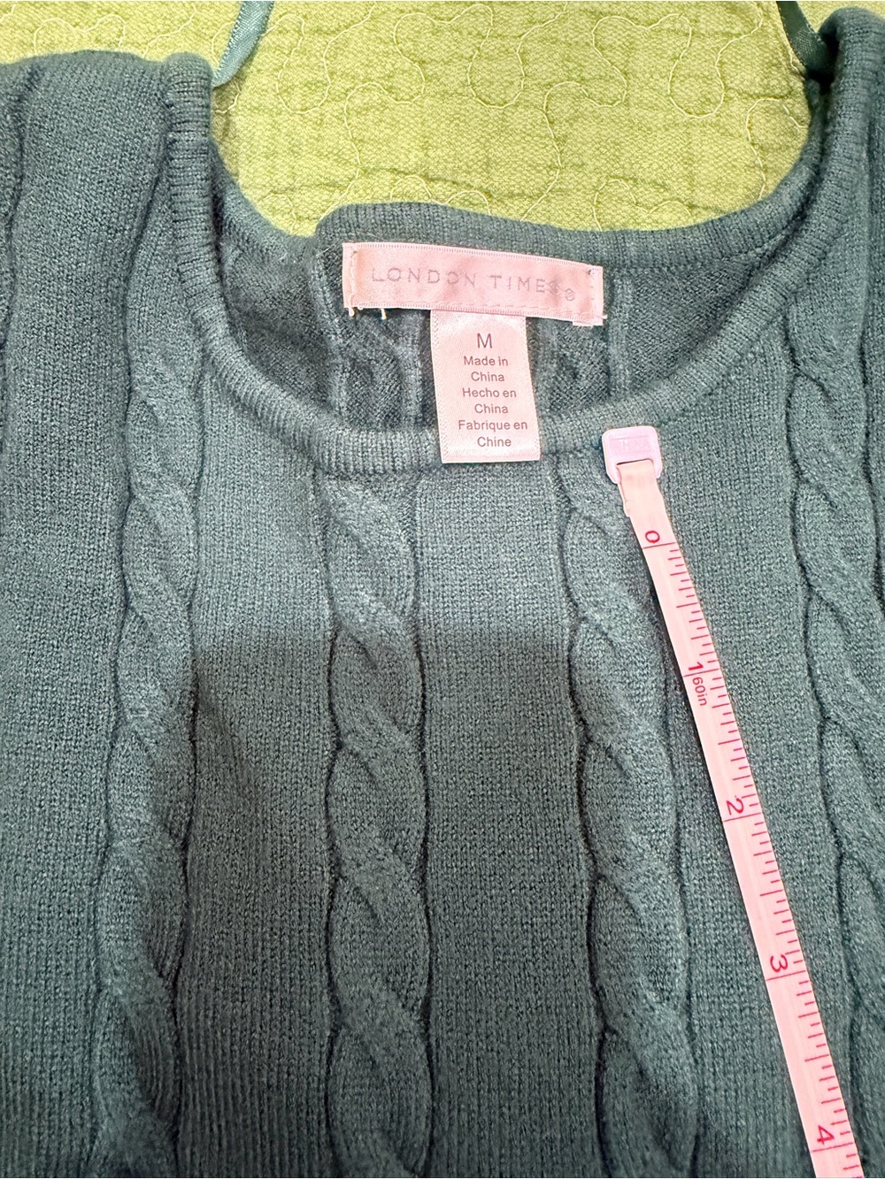 London Times Green Cable-Knit Midi Dress